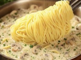 Фантастично вкусни шпагети за 15 минути, во кремаст сос од печурки