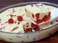 Вкусен десерт од 2 состојки, се топи во уста! Може да се сече на коцки или да се црпи со лажица…