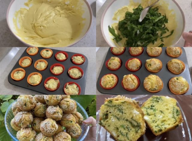 мафини со сирење и спанаќ