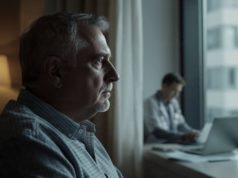 Симптомот кој македонските мажи масовно го игнорираат, а лекарите предупредуваат дека е алармантно Загрижен средовечен маж кој размислува во соба, со заматен доктор во заднина.